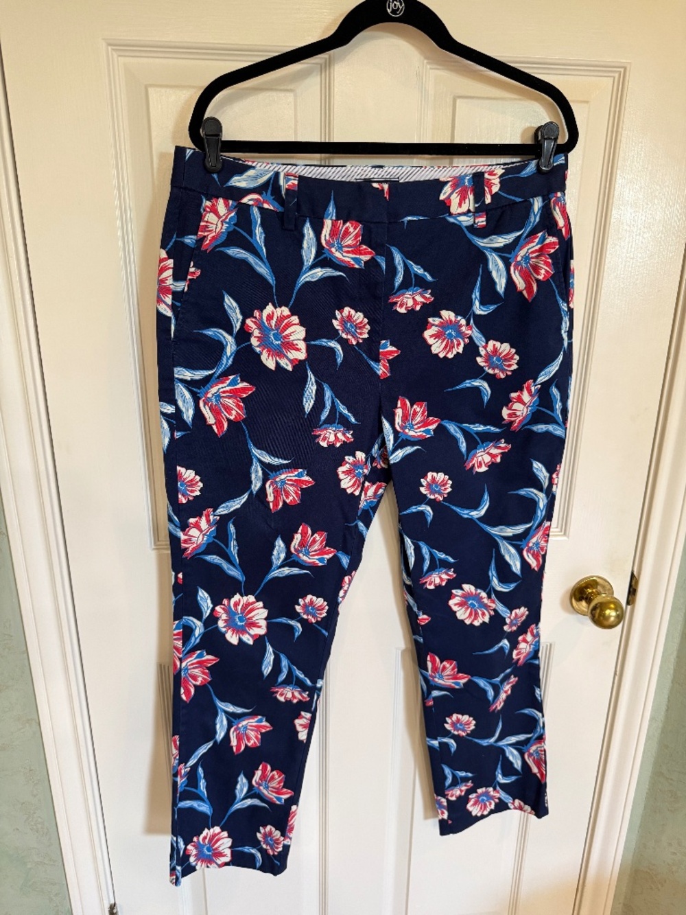 Lands End Red White and Blue Floral Mid Rise Stretch Floral 14T